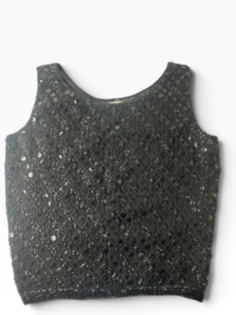 Vintage 60s Alberto Black Beaded Sequin Wool
Shell Top L